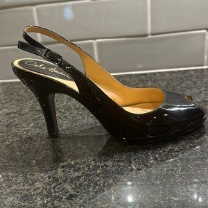 Cole Hann Carmaker Sling Back Black Patent Heel